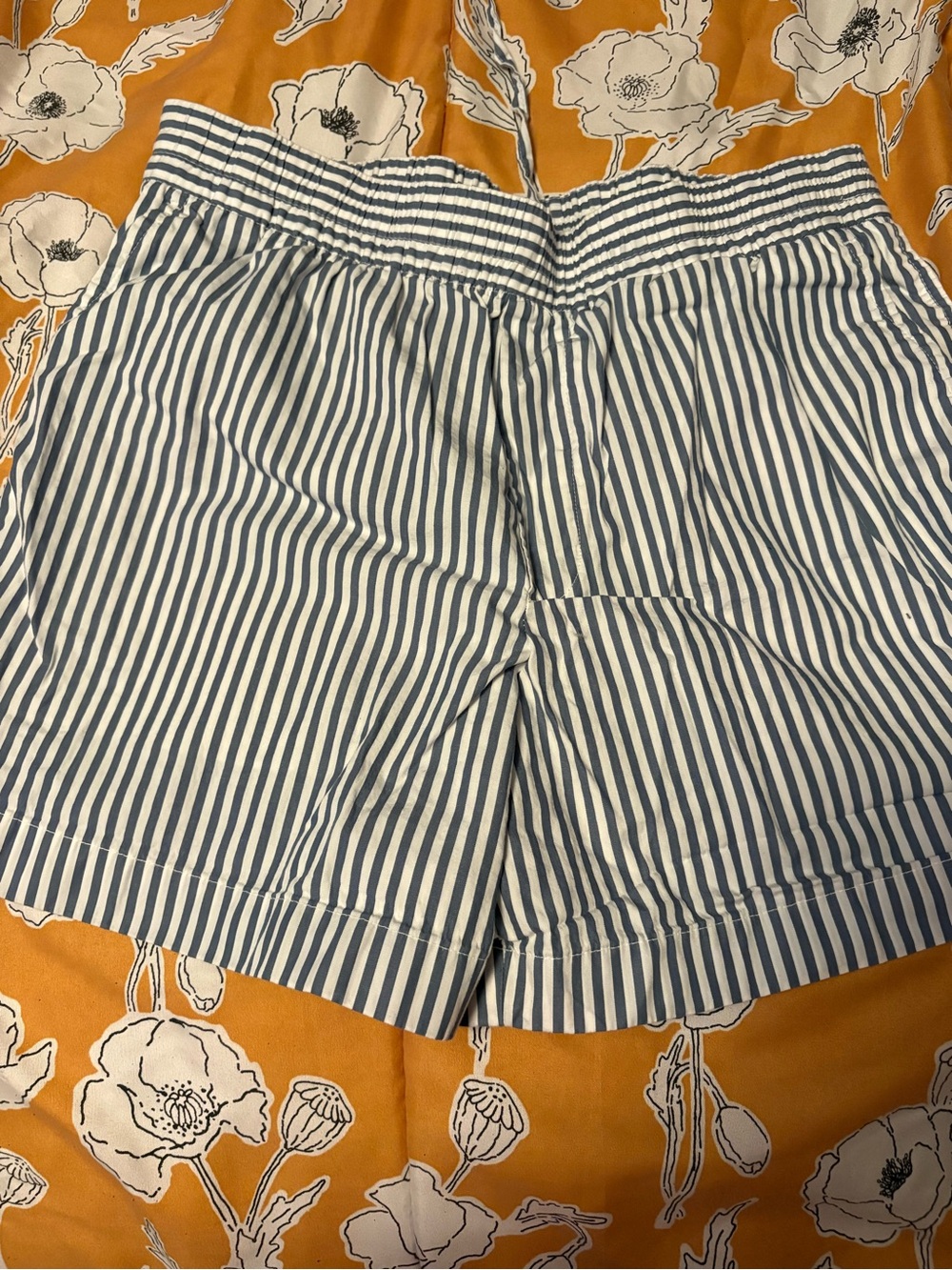 GAP Blue and White Striped Elastic-Waist Shorts